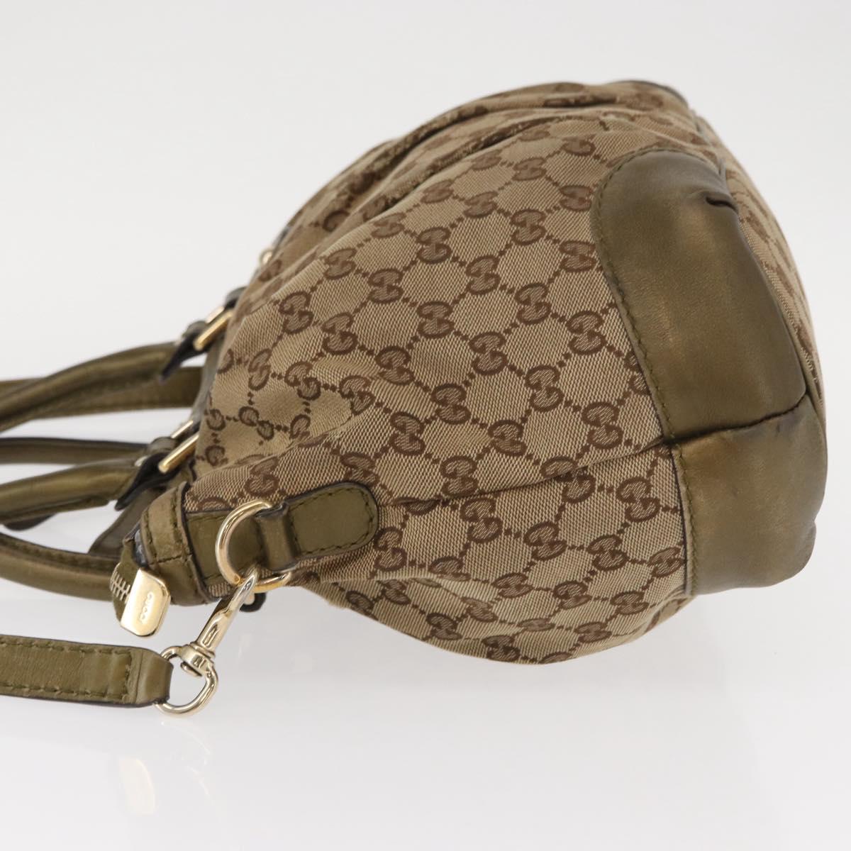 GUCCI GG Canvas Hand Bag 2way Beige Gold 247902 Auth ka205