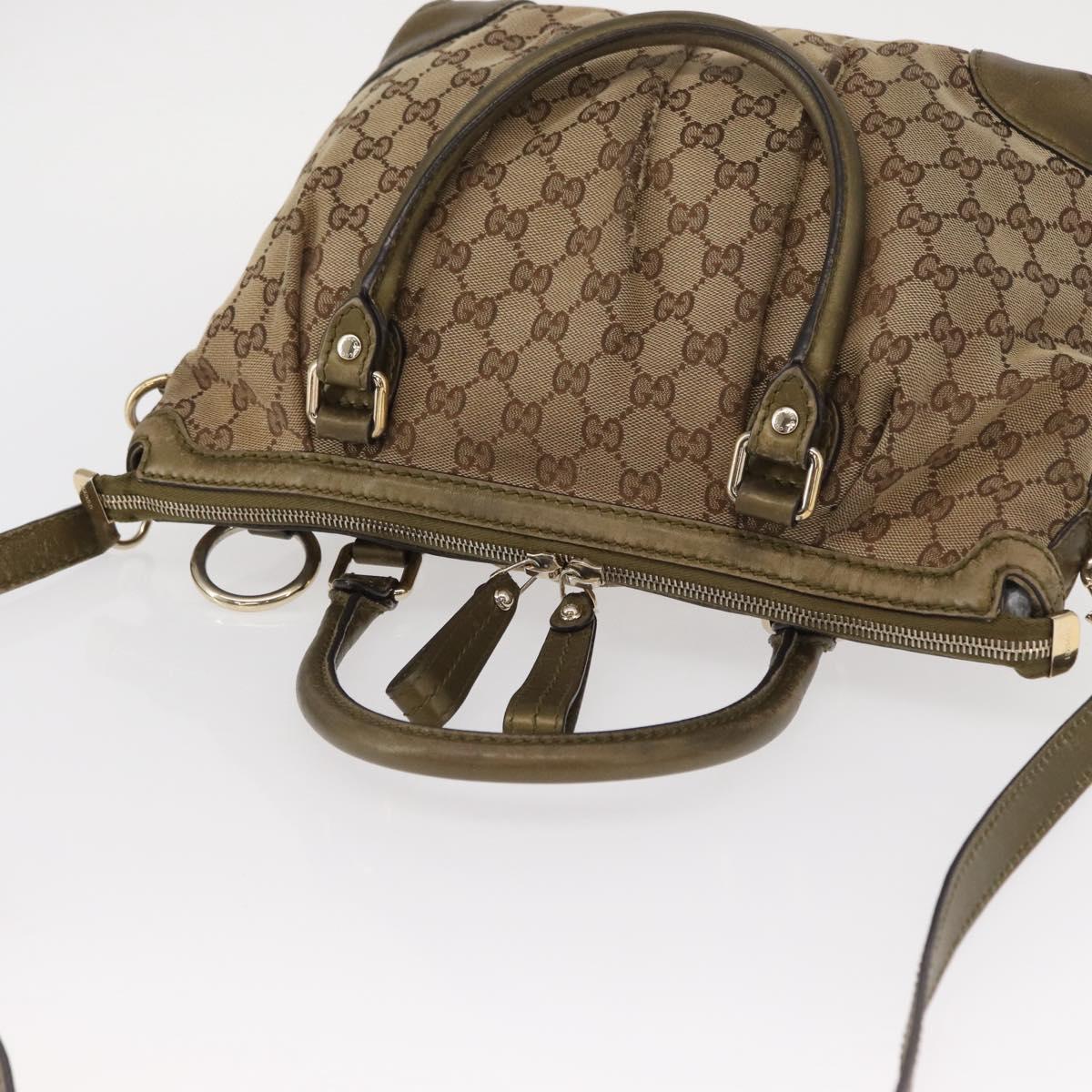 GUCCI GG Canvas Hand Bag 2way Beige Gold 247902 Auth ka205