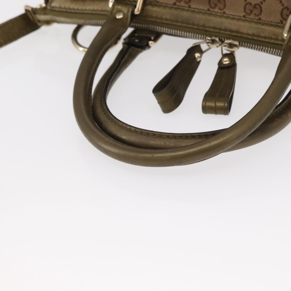 GUCCI GG Canvas Hand Bag 2way Beige Gold 247902 Auth ka205