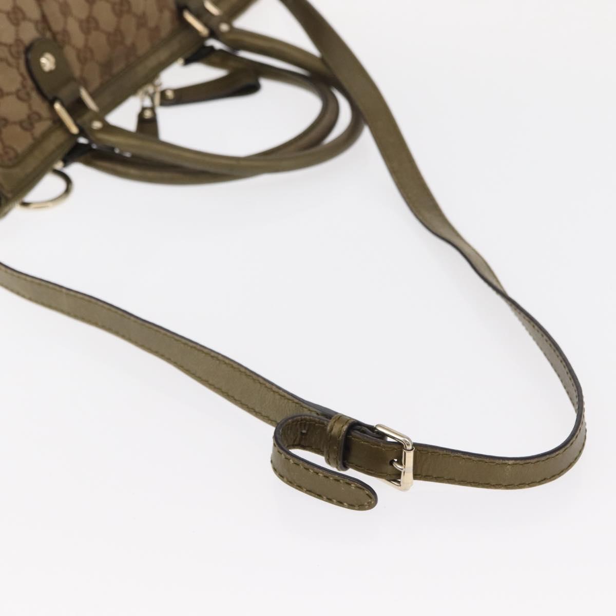 GUCCI GG Canvas Hand Bag 2way Beige Gold 247902 Auth ka205