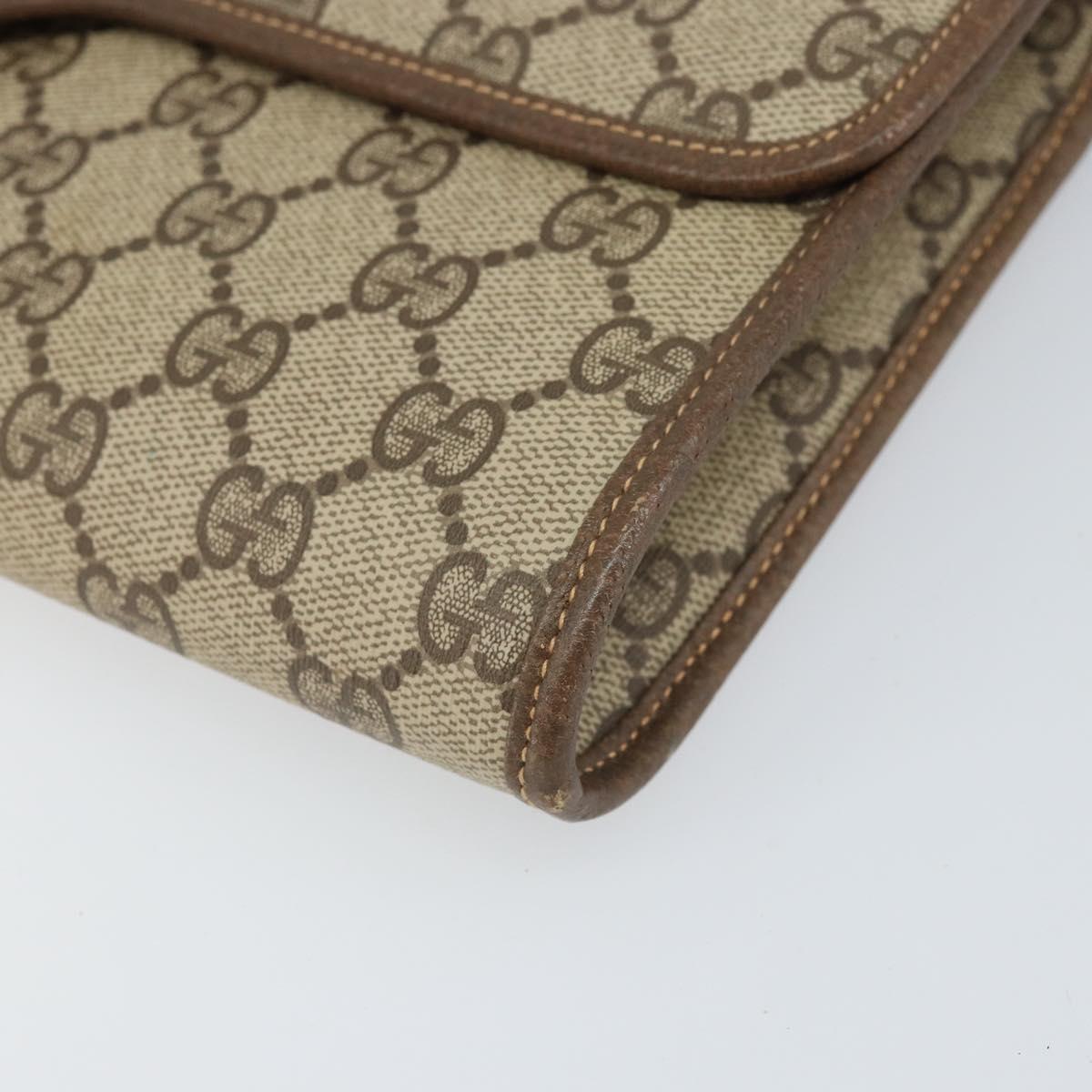 GUCCI GG Supreme Shoulder Bag PVC Beige Gold Auth ka2051