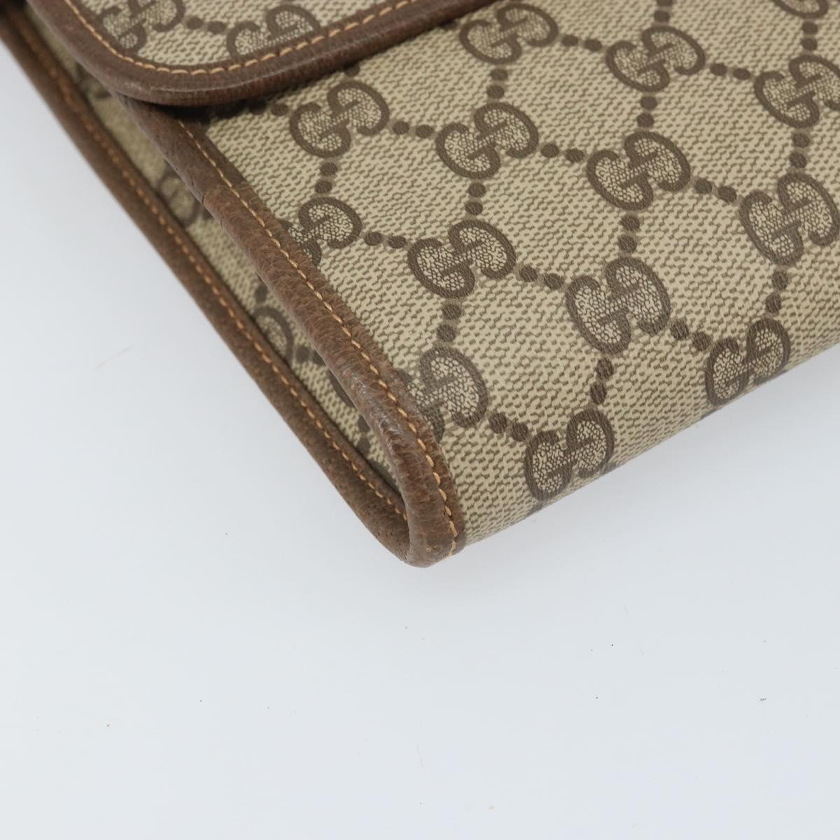 GUCCI GG Supreme Shoulder Bag PVC Beige Gold Auth ka2051