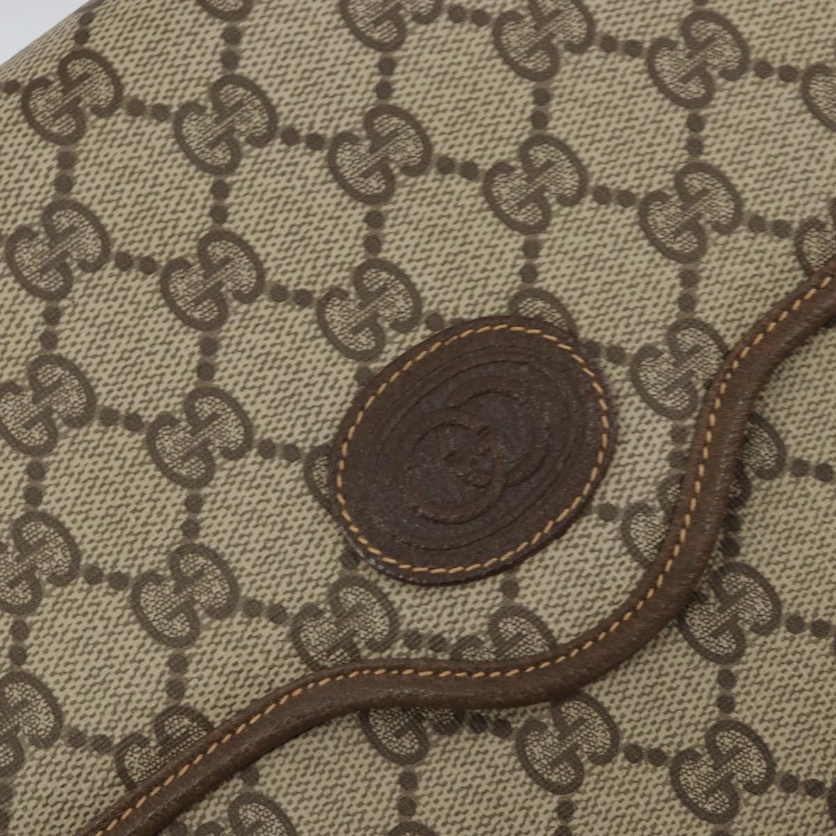 GUCCI GG Supreme Shoulder Bag PVC Beige Gold Auth ka2051