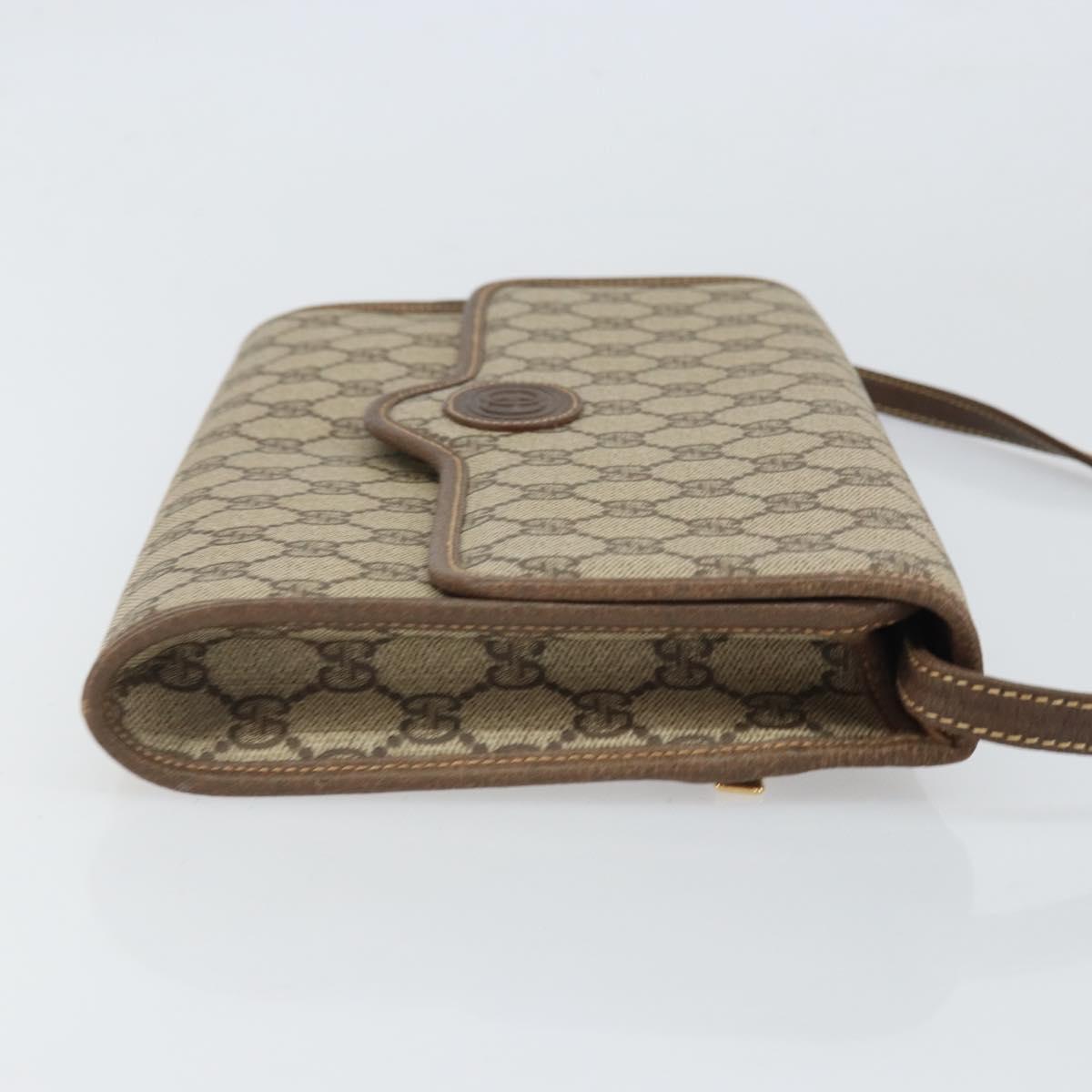 GUCCI GG Supreme Shoulder Bag PVC Beige Gold Auth ka2051