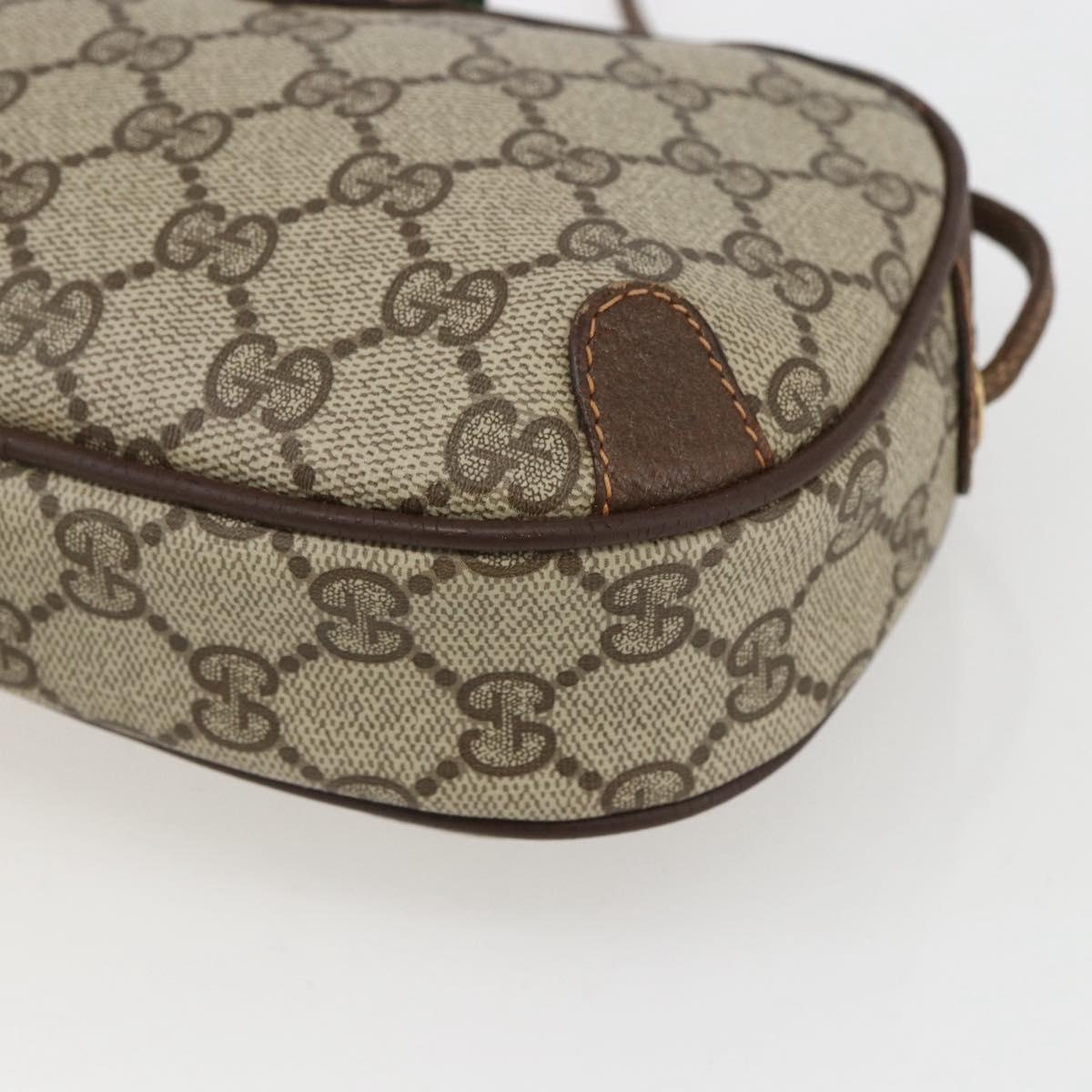 GUCCI GG Supreme Web Sherry Line Bag PVC Beige Gold 89 02 066 Auth ka2054