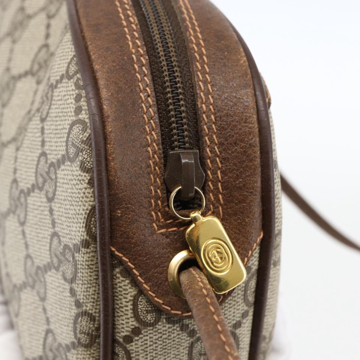 GUCCI GG Supreme Web Sherry Line Bag PVC Beige Gold 89 02 066 Auth ka2054