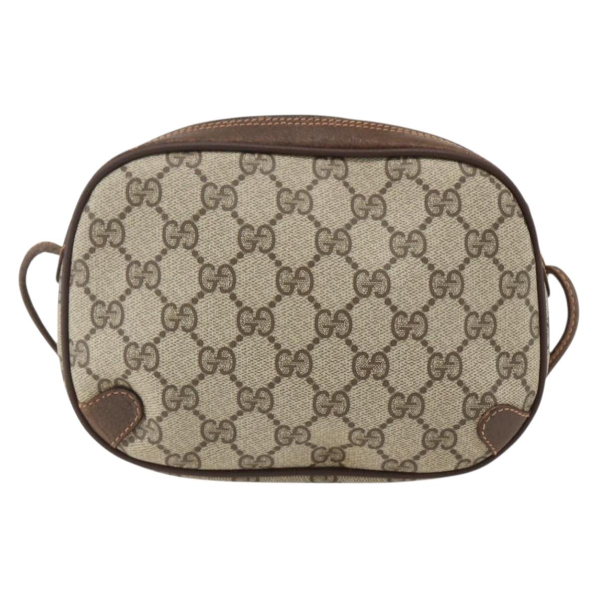 GUCCI GG Supreme Web Sherry Line Bag PVC Beige Gold 89 02 066 Auth ka2054
