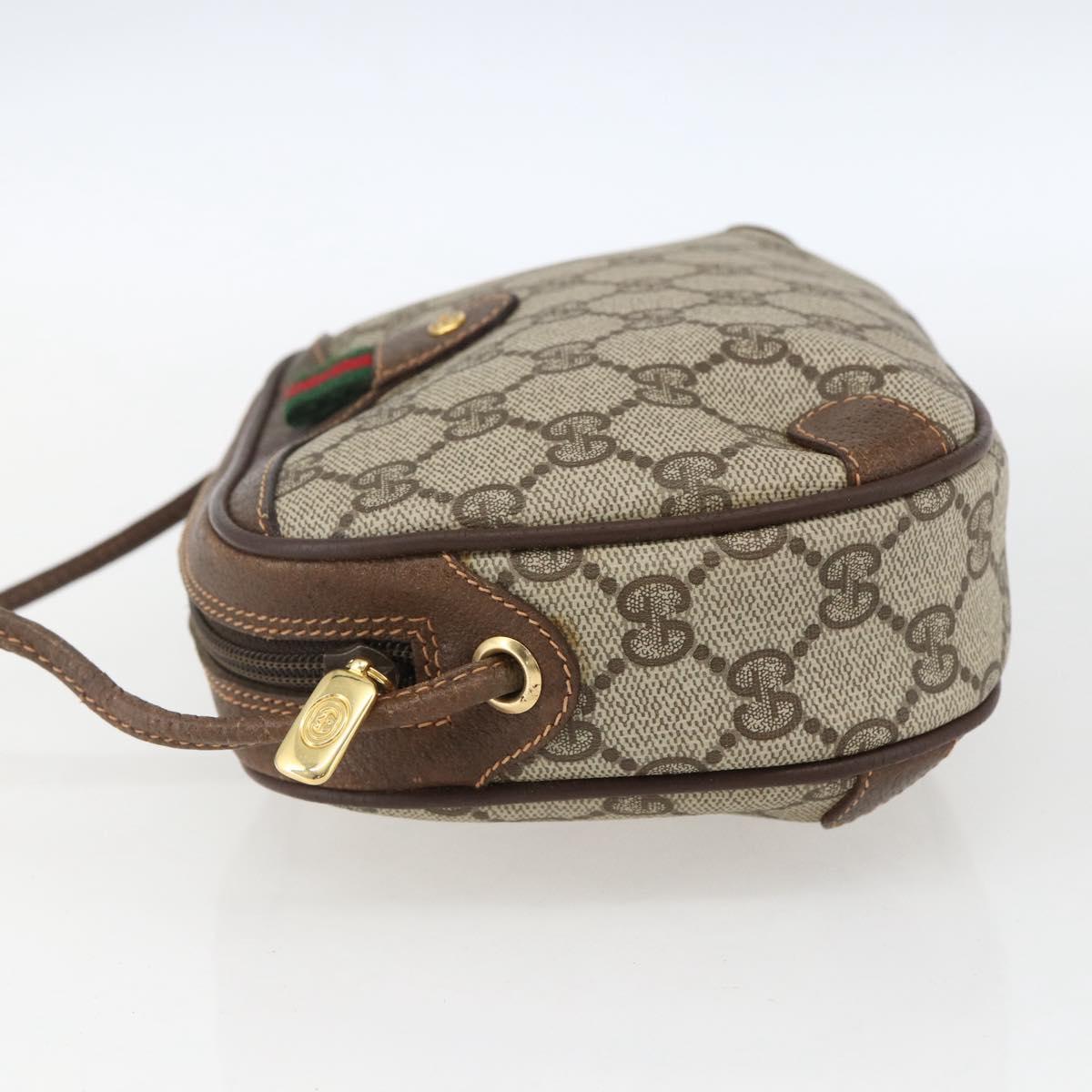 GUCCI GG Supreme Web Sherry Line Bag PVC Beige Gold 89 02 066 Auth ka2054
