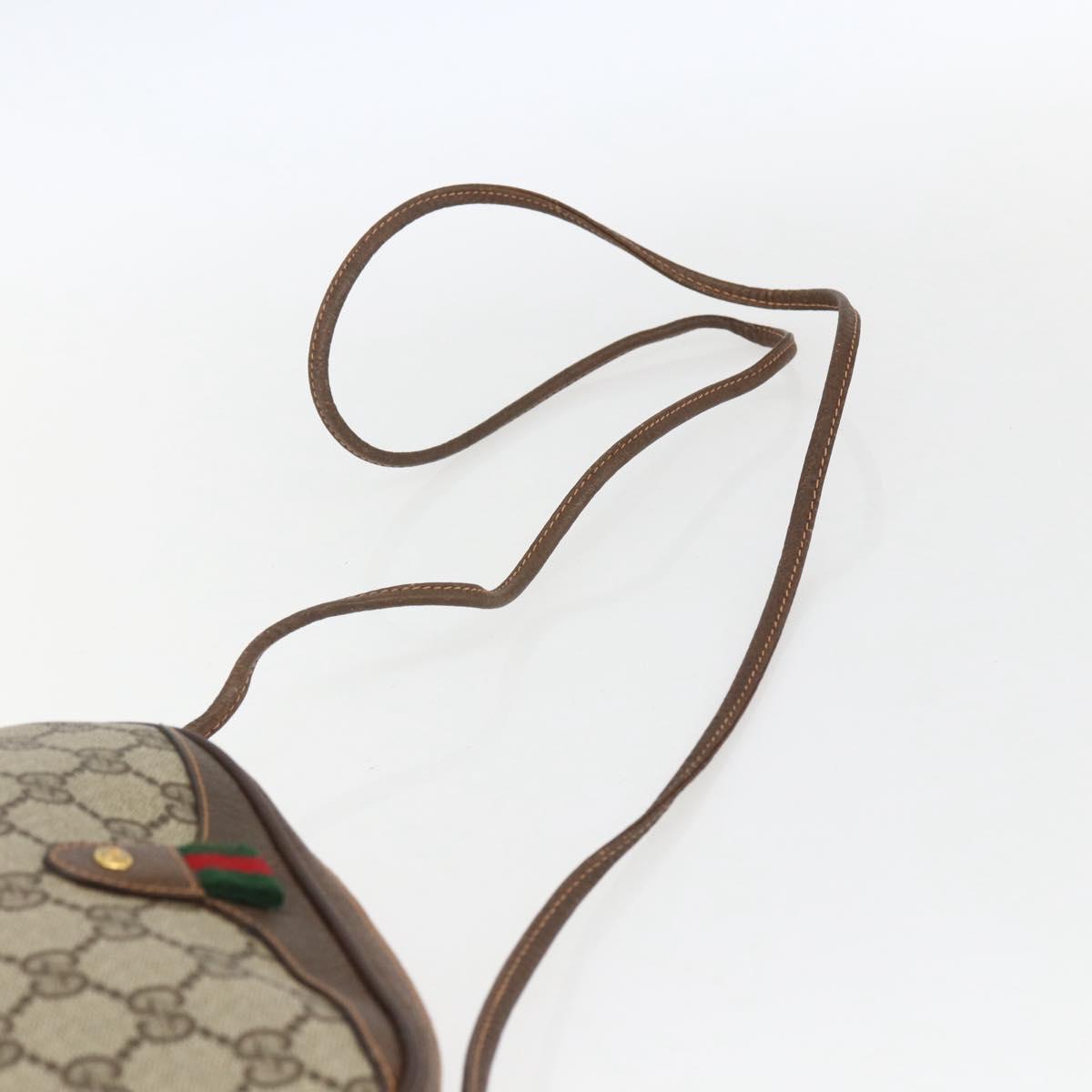 GUCCI GG Supreme Web Sherry Line Bag PVC Beige Gold 89 02 066 Auth ka2054