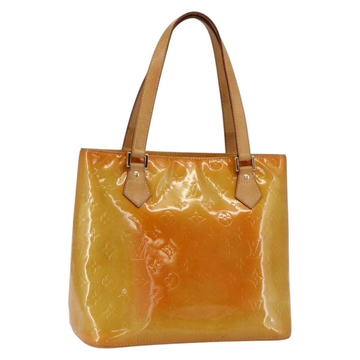 LOUIS VUITTON Monogram Vernis Houston Hand Bag Jaune M91121 LV Auth ka2056