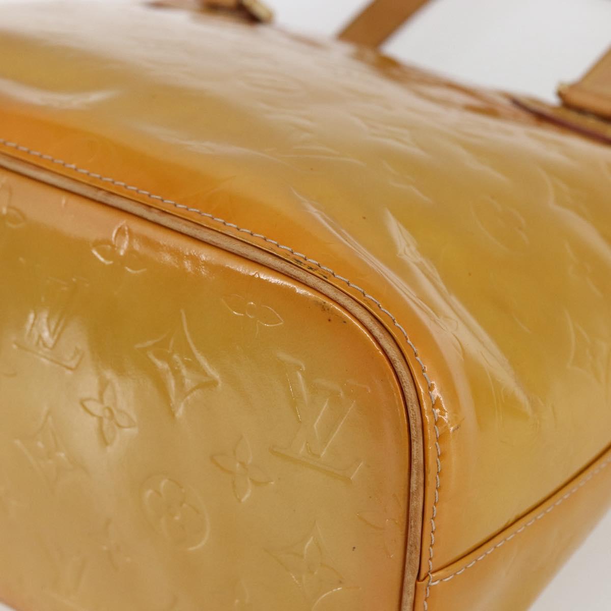 LOUIS VUITTON Monogram Vernis Houston Hand Bag Jaune M91121 LV Auth ka2056