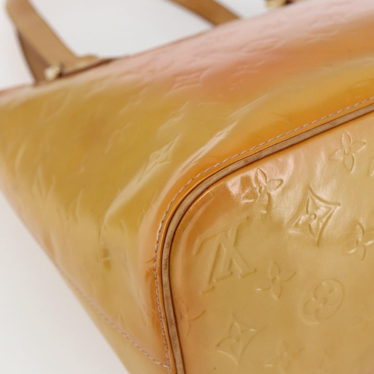 LOUIS VUITTON Monogram Vernis Houston Hand Bag Jaune M91121 LV Auth ka2056