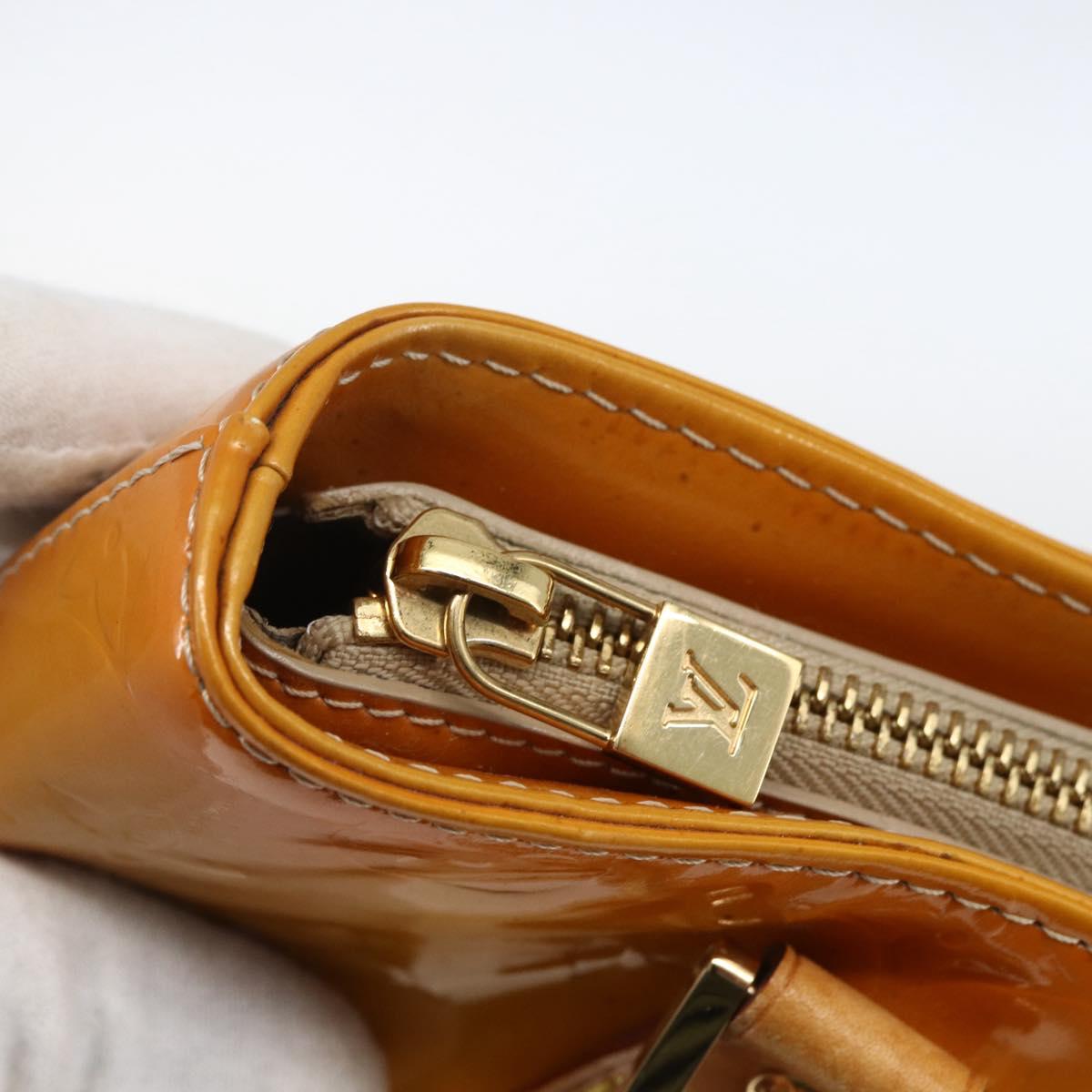 LOUIS VUITTON Monogram Vernis Houston Hand Bag Jaune M91121 LV Auth ka2056