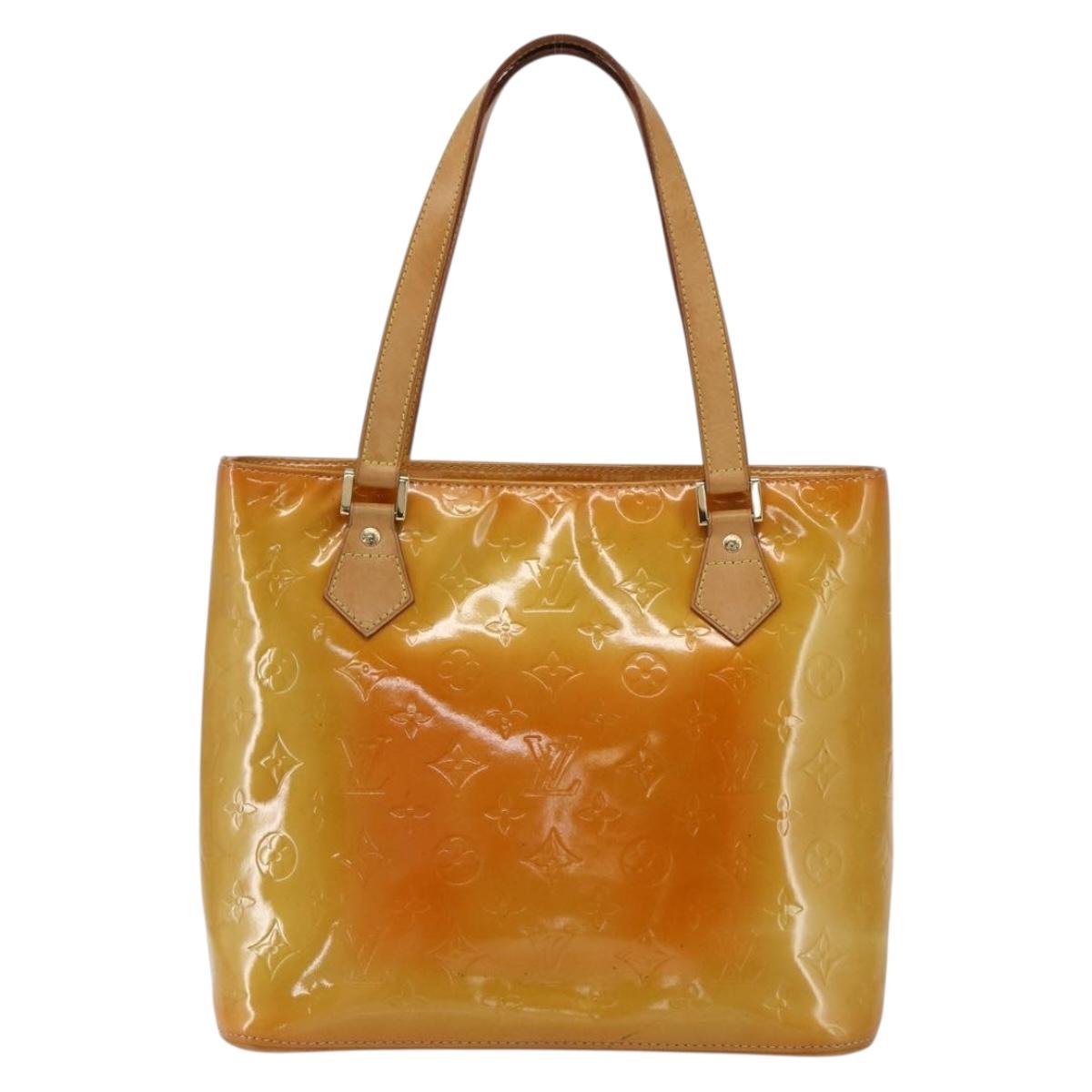 LOUIS VUITTON Monogram Vernis Houston Hand Bag Jaune M91121 LV Auth ka2056