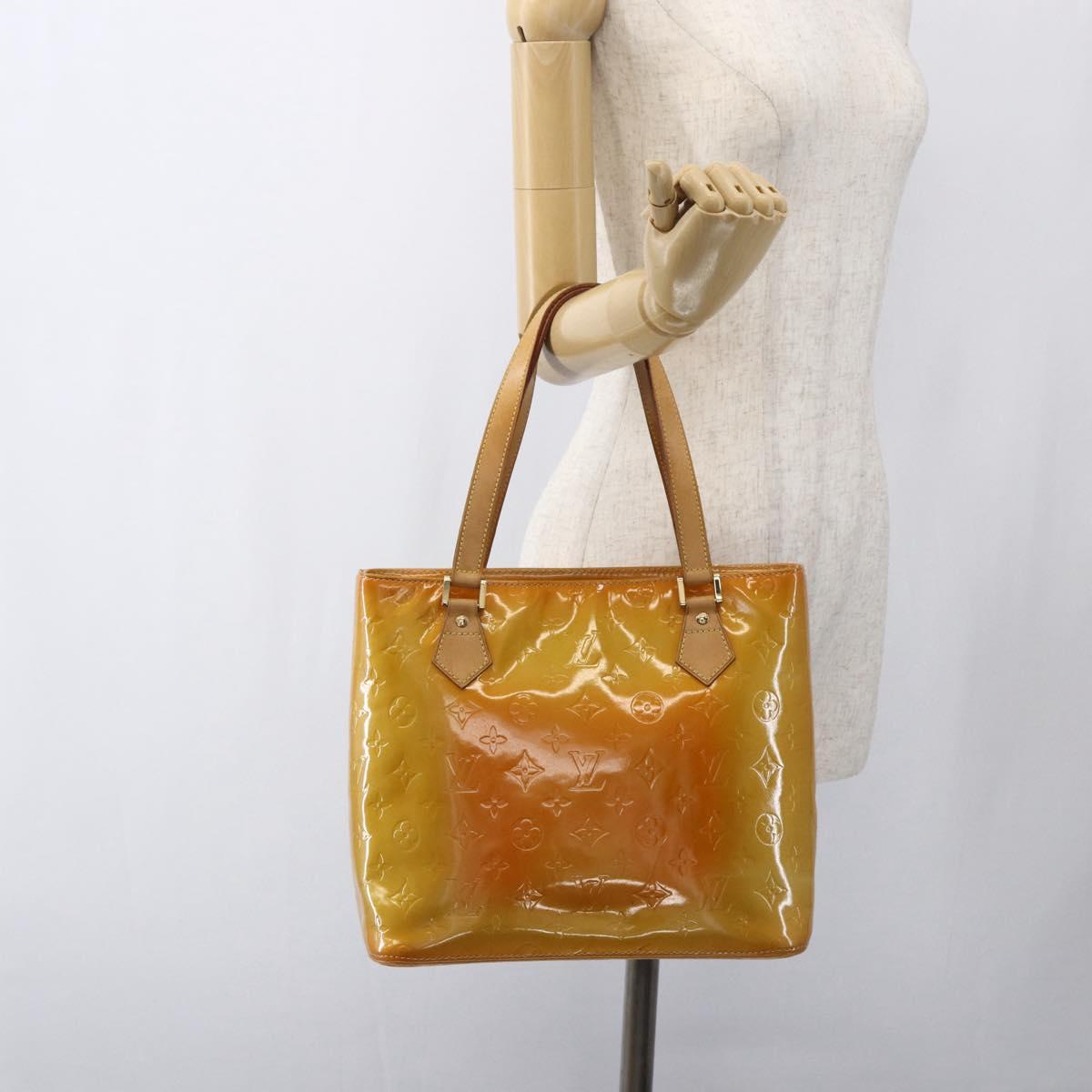 LOUIS VUITTON Monogram Vernis Houston Hand Bag Jaune M91121 LV Auth ka2056