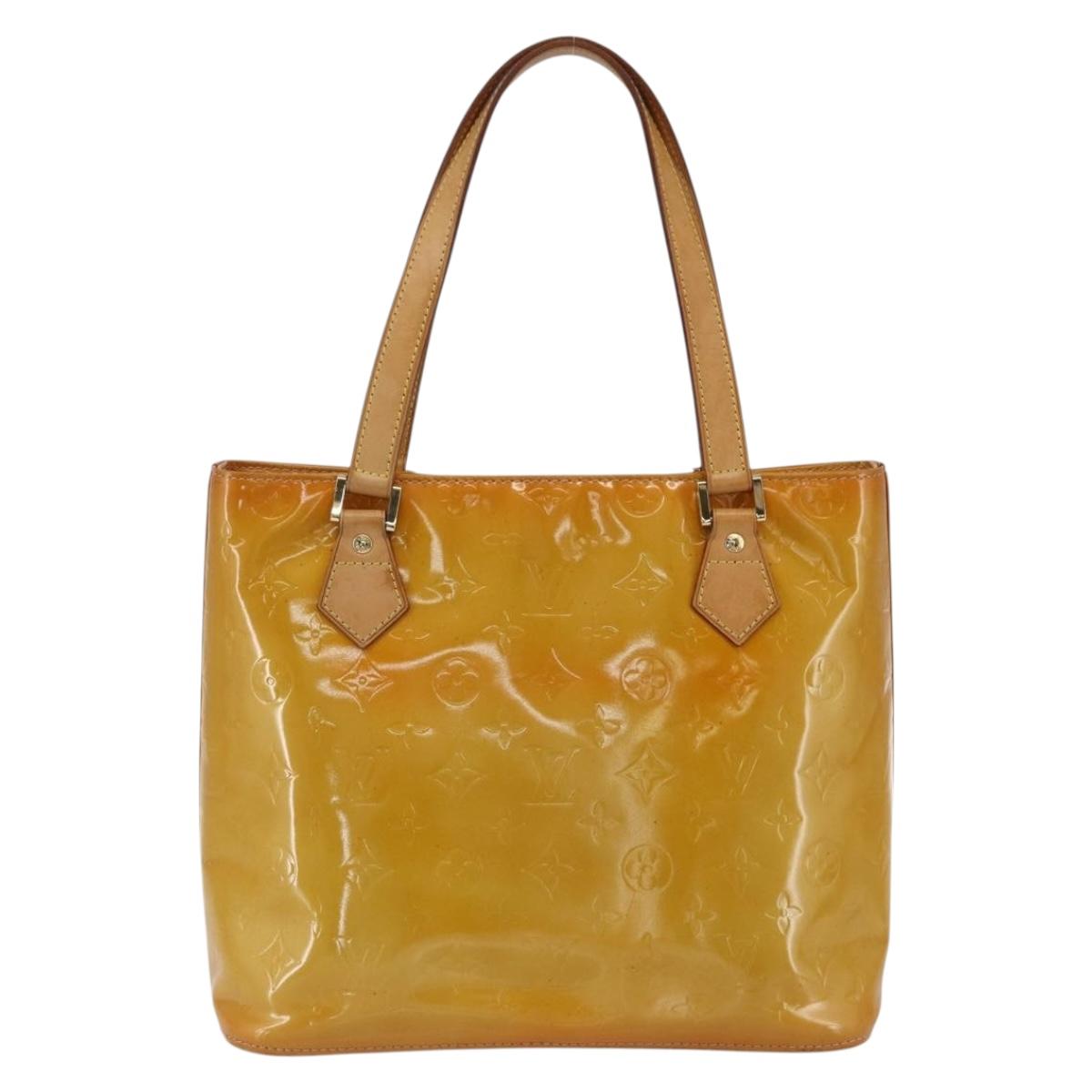 LOUIS VUITTON Monogram Vernis Houston Hand Bag Jaune M91121 LV Auth ka2056
