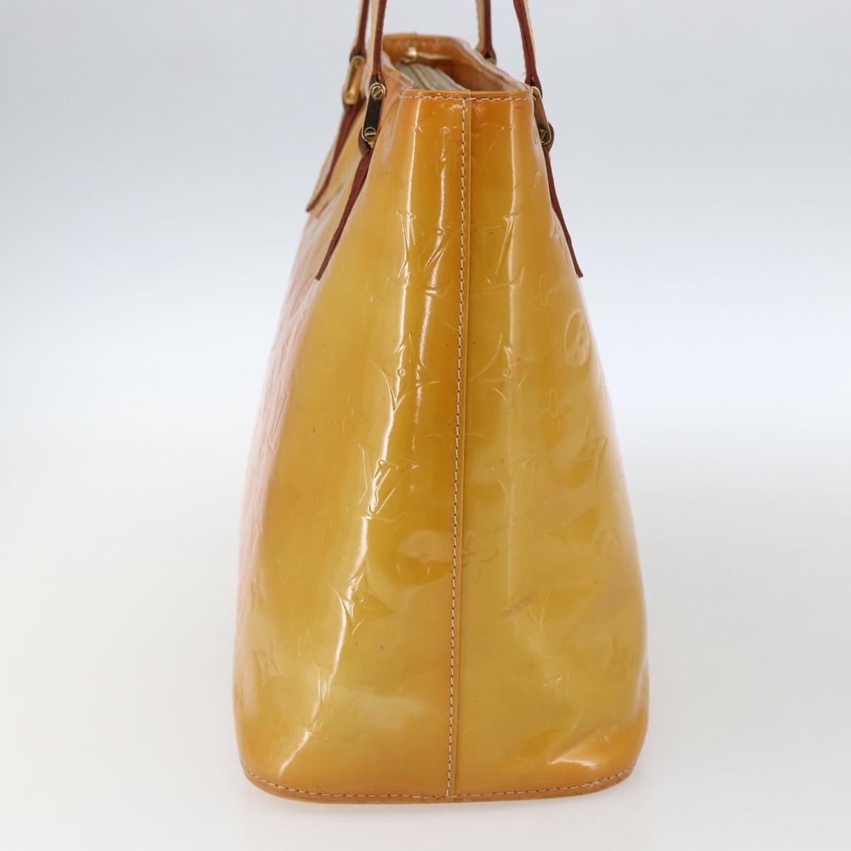 LOUIS VUITTON Monogram Vernis Houston Hand Bag Jaune M91121 LV Auth ka2056