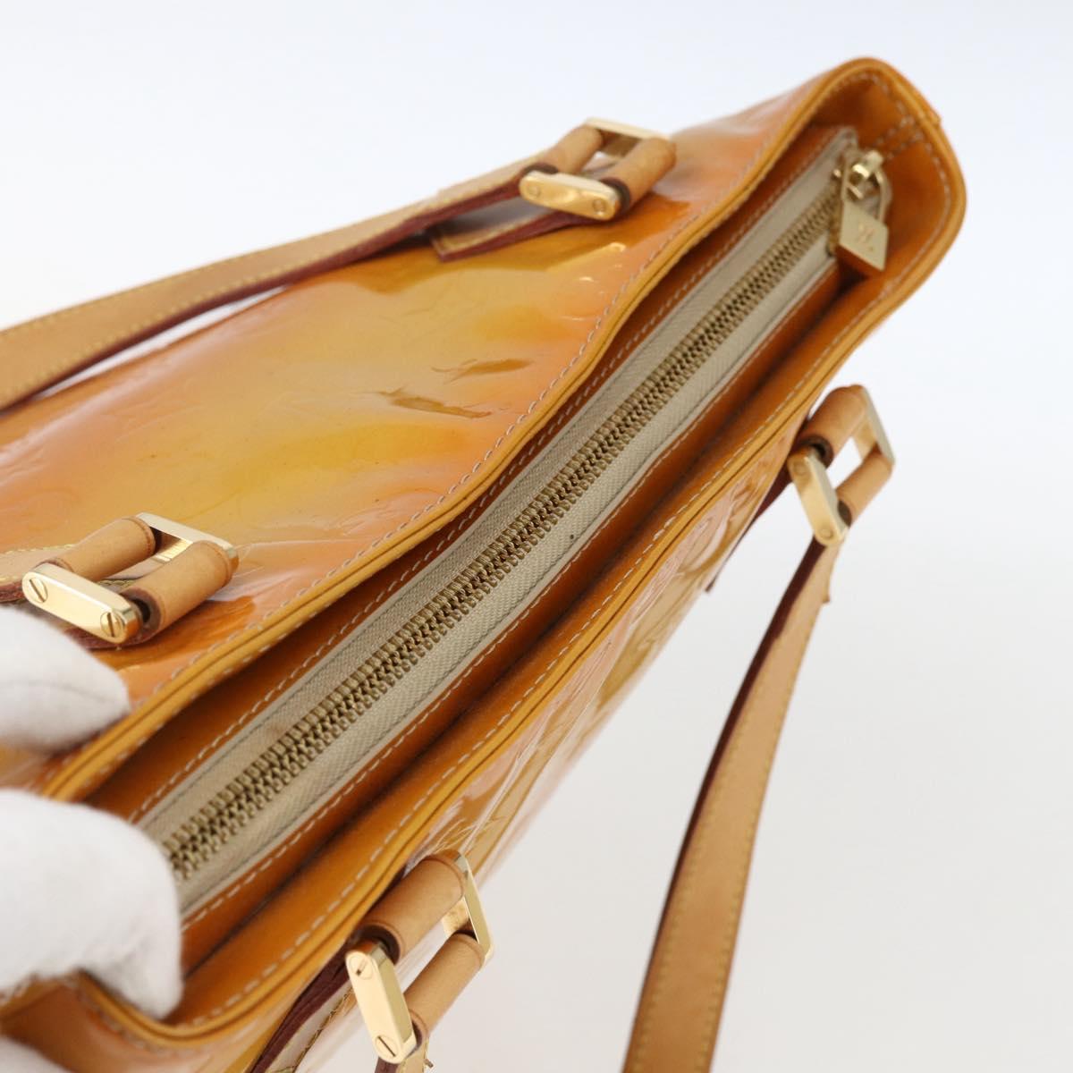 LOUIS VUITTON Monogram Vernis Houston Hand Bag Jaune M91121 LV Auth ka2056