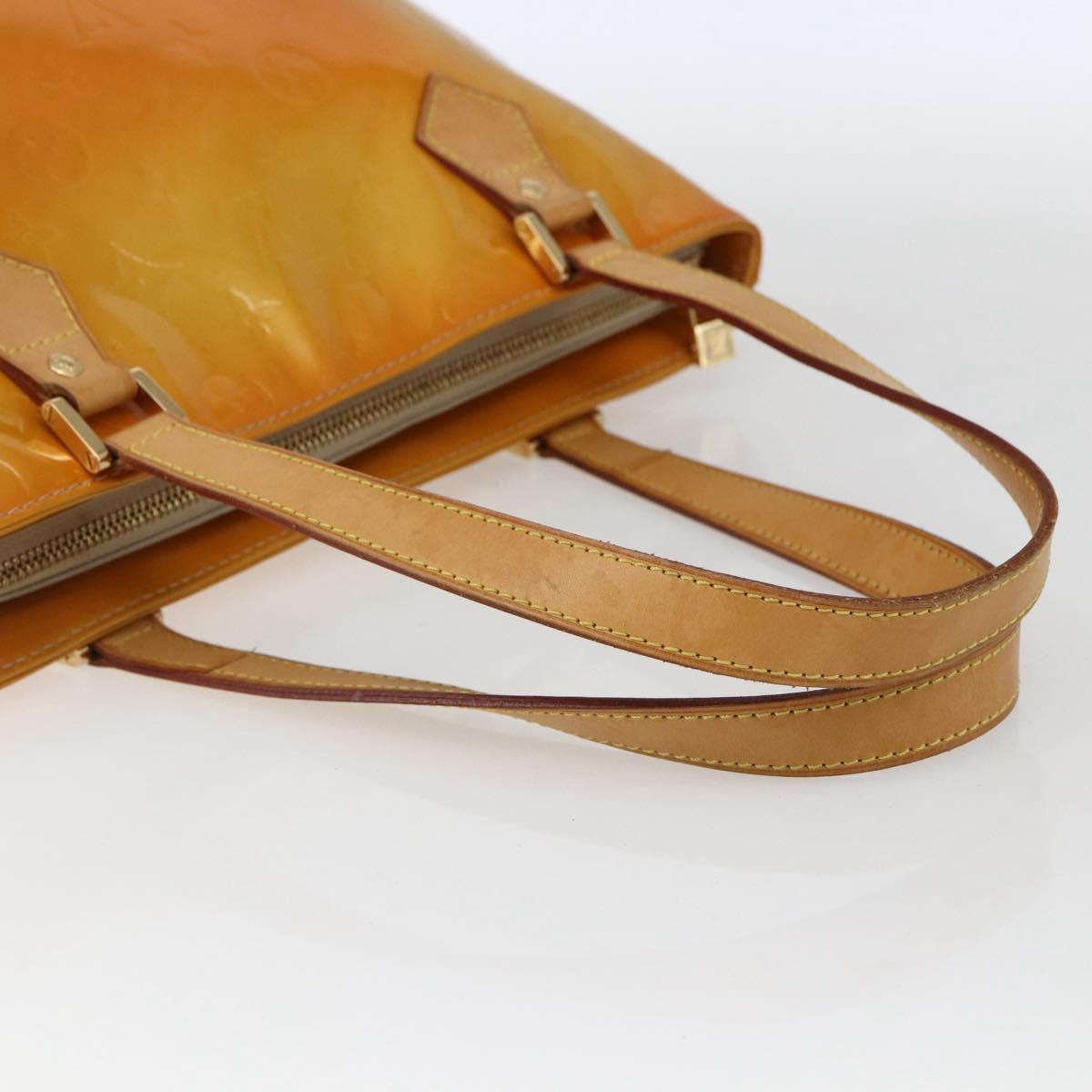 LOUIS VUITTON Monogram Vernis Houston Hand Bag Jaune M91121 LV Auth ka2056