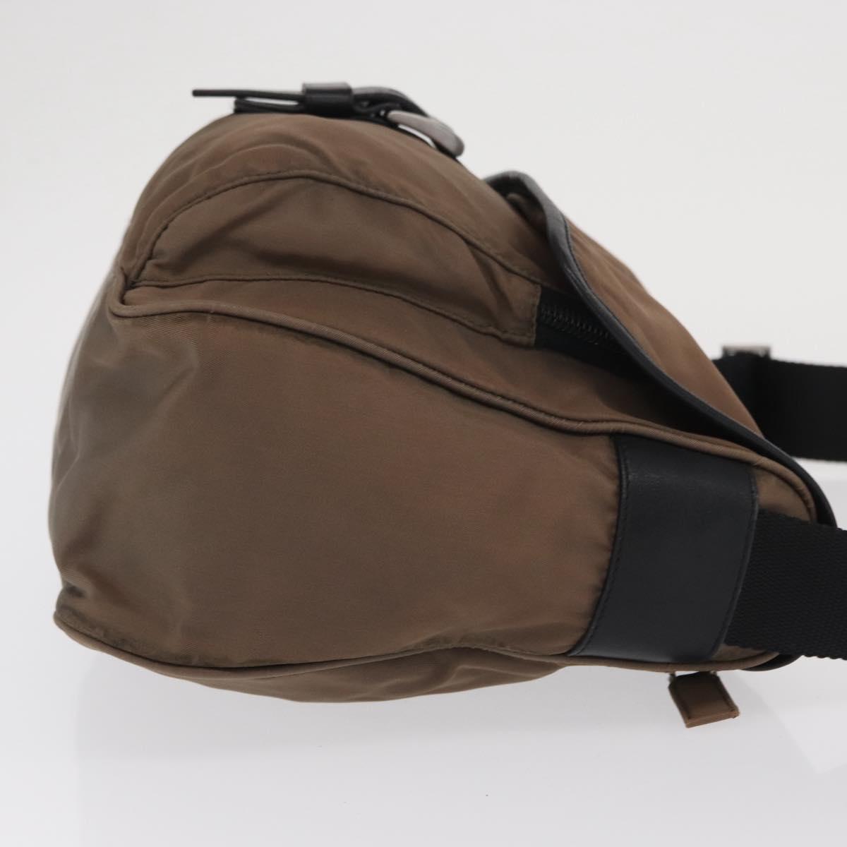 PRADA Shoulder Bag Nylon Brown Silver Auth ka2057