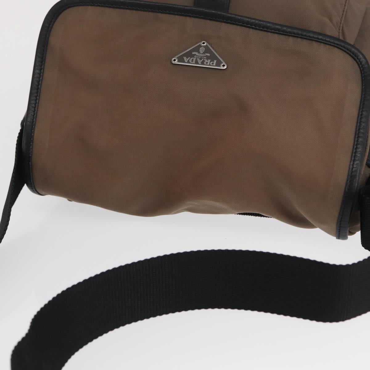 PRADA Shoulder Bag Nylon Brown Silver Auth ka2057
