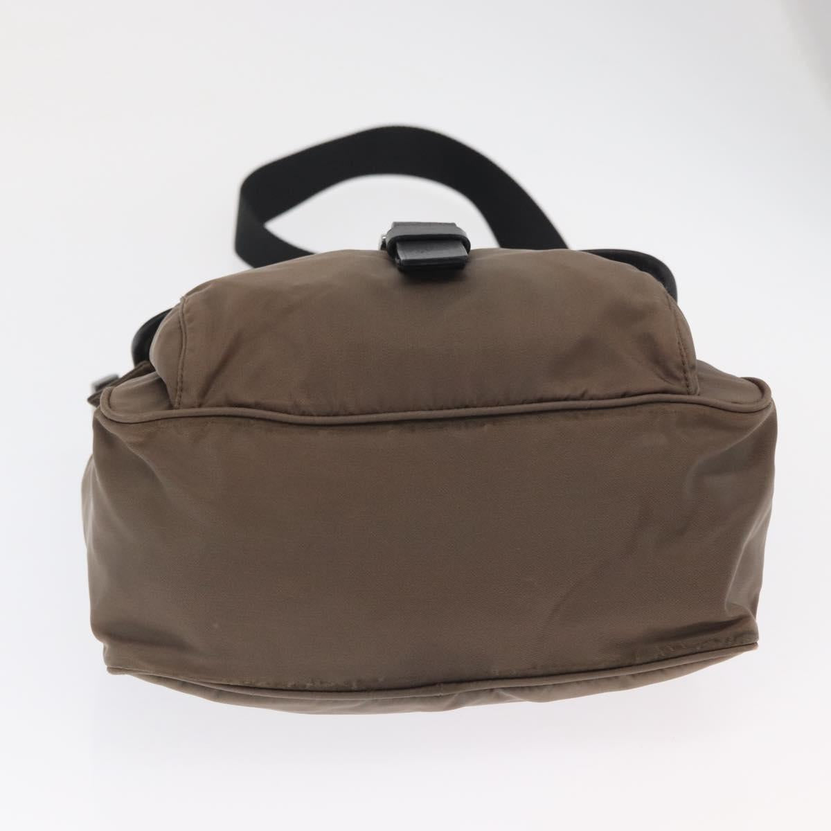 PRADA Shoulder Bag Nylon Brown Silver Auth ka2057