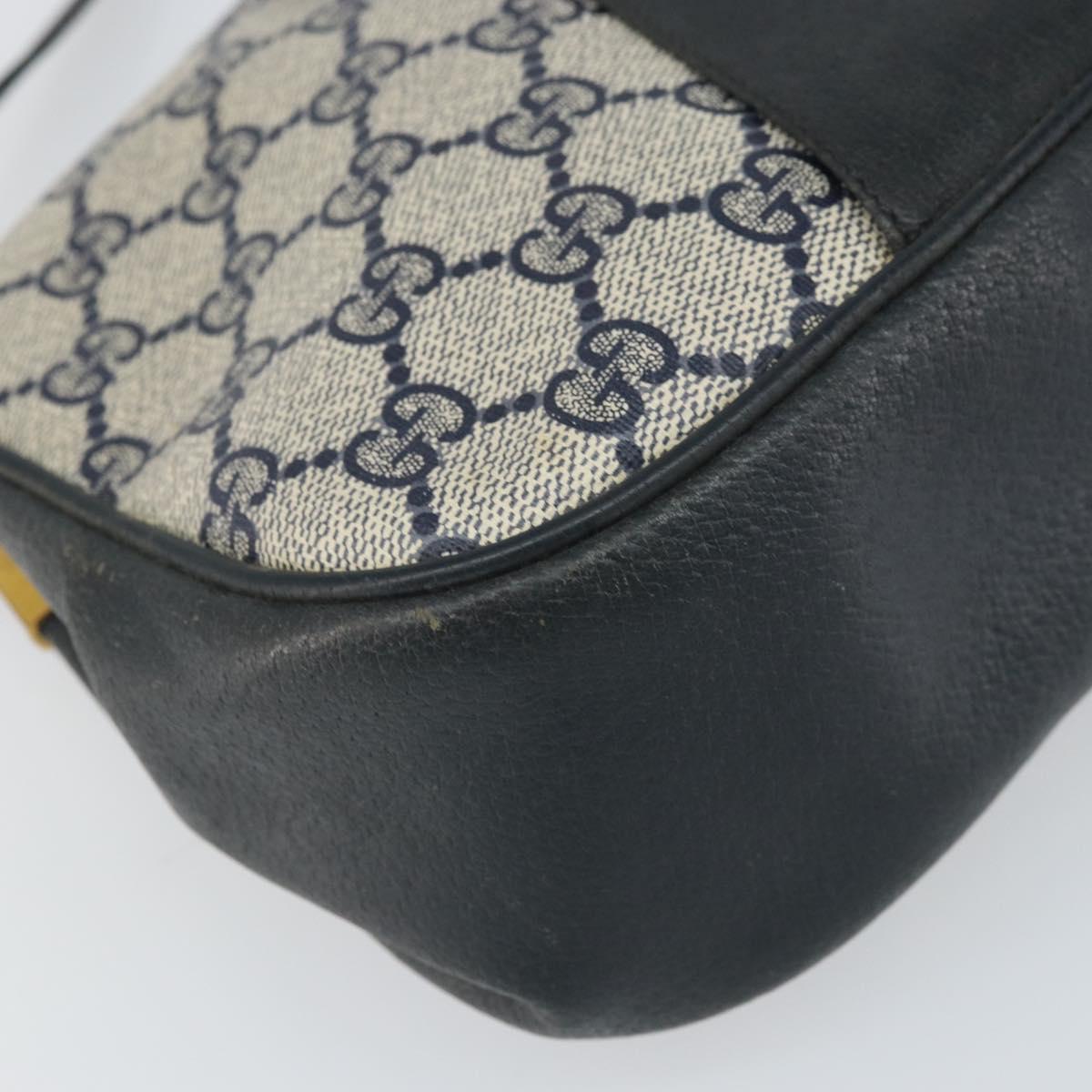 GUCCI GG Supreme Sherry Line Shoulder Bag PVC Navy Gold 116 02 024 Auth ka2058