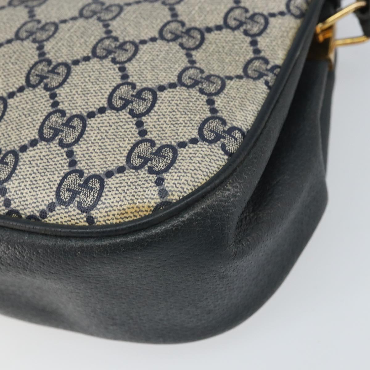 GUCCI GG Supreme Sherry Line Shoulder Bag PVC Navy Gold 116 02 024 Auth ka2058
