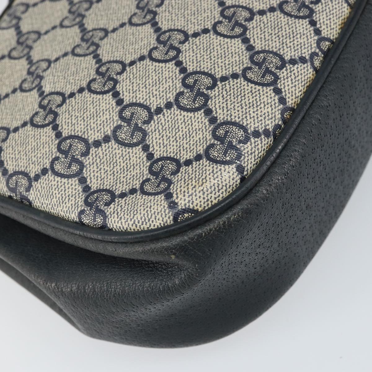 GUCCI GG Supreme Sherry Line Shoulder Bag PVC Navy Gold 116 02 024 Auth ka2058