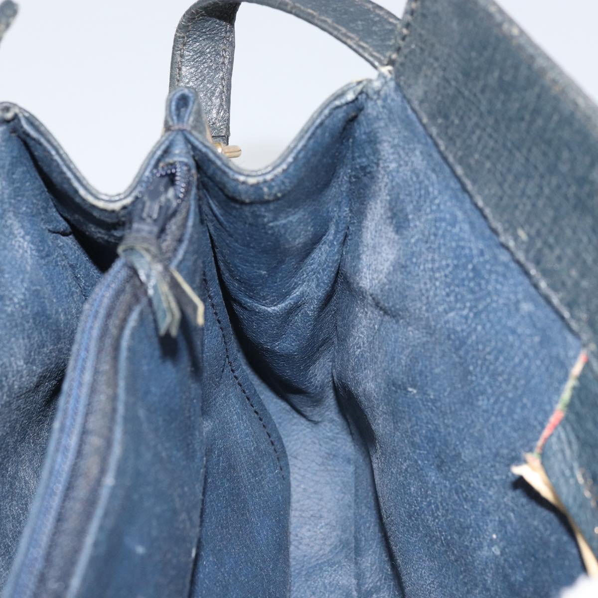 GUCCI GG Supreme Sherry Line Shoulder Bag PVC Navy Gold 116 02 024 Auth ka2058