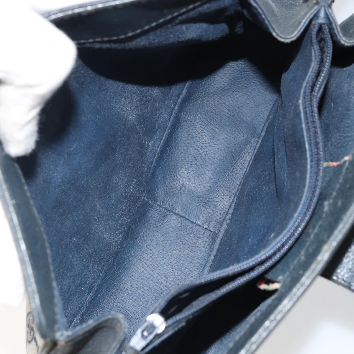 GUCCI GG Supreme Sherry Line Shoulder Bag PVC Navy Gold 116 02 024 Auth ka2058