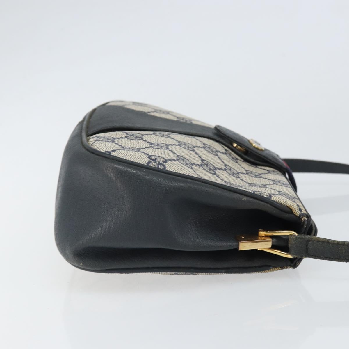 GUCCI GG Supreme Sherry Line Shoulder Bag PVC Navy Gold 116 02 024 Auth ka2058