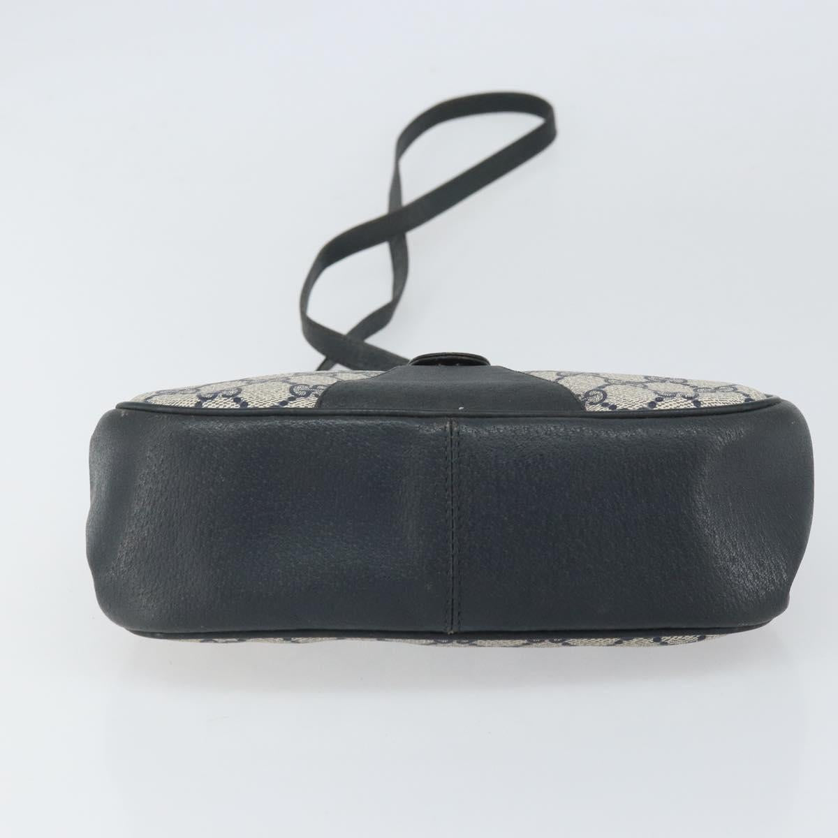 GUCCI GG Supreme Sherry Line Shoulder Bag PVC Navy Gold 116 02 024 Auth ka2058