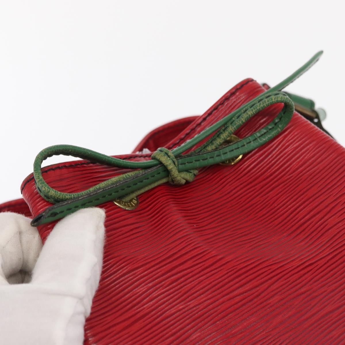 LOUIS VUITTON Epi Petit Noe Shoulder Bag Bicolor Green Red LV Auth ka2062