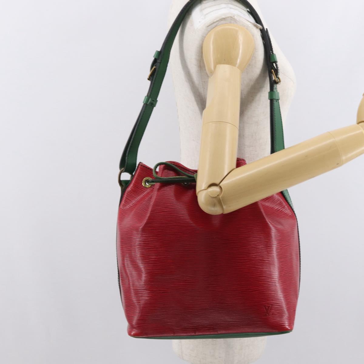 LOUIS VUITTON Epi Petit Noe Shoulder Bag Bicolor Green Red LV Auth ka2062