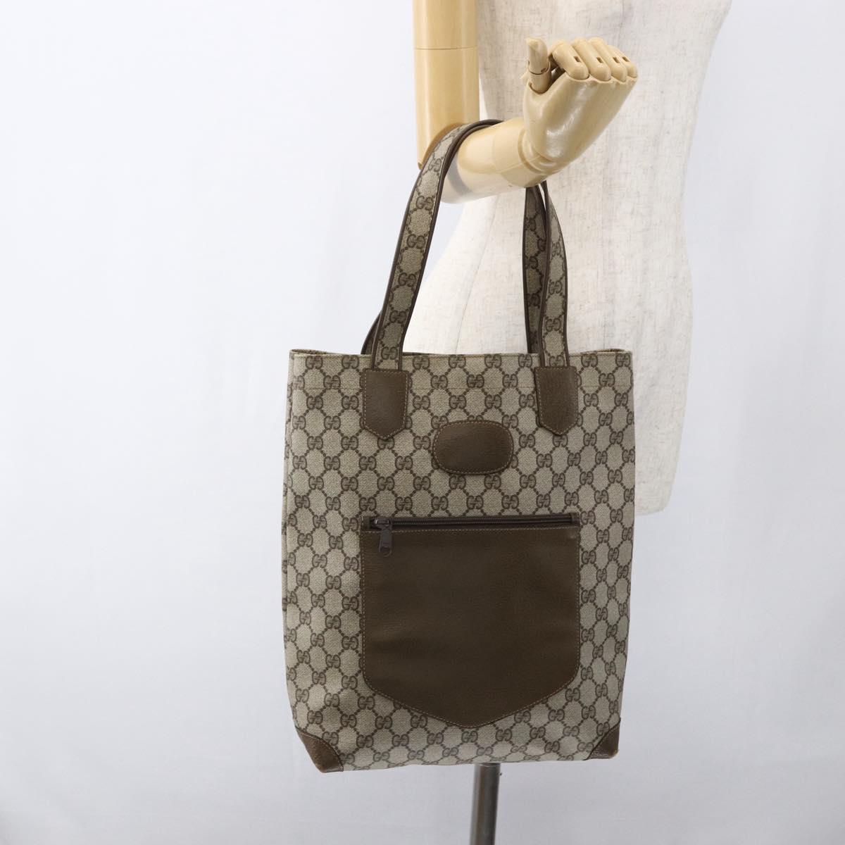 GUCCI GG Supreme Tote Bag PVC Beige Gold 002 103 1301 Auth ka2063