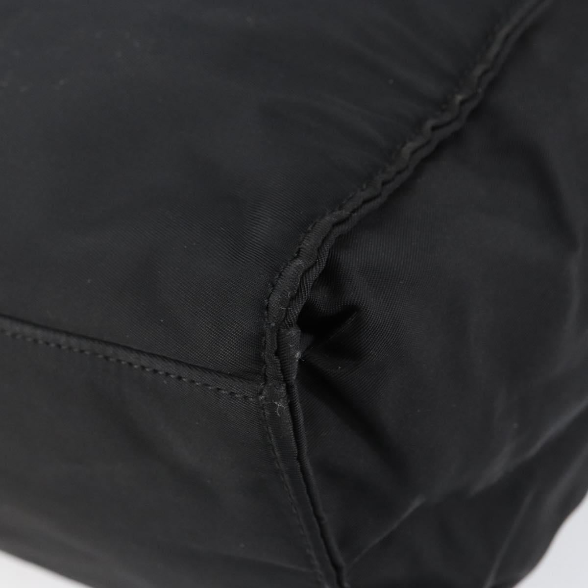 PRADA Chain Hand Bag Nylon Black Silver Auth ka207