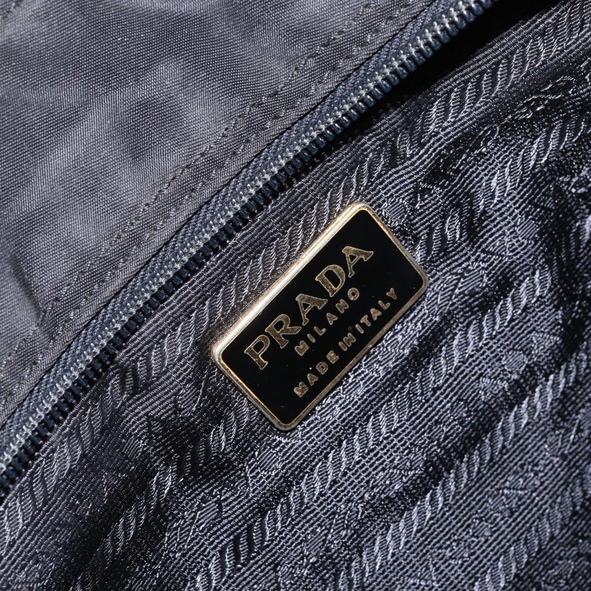 PRADA Chain Hand Bag Nylon Black Silver Auth ka207
