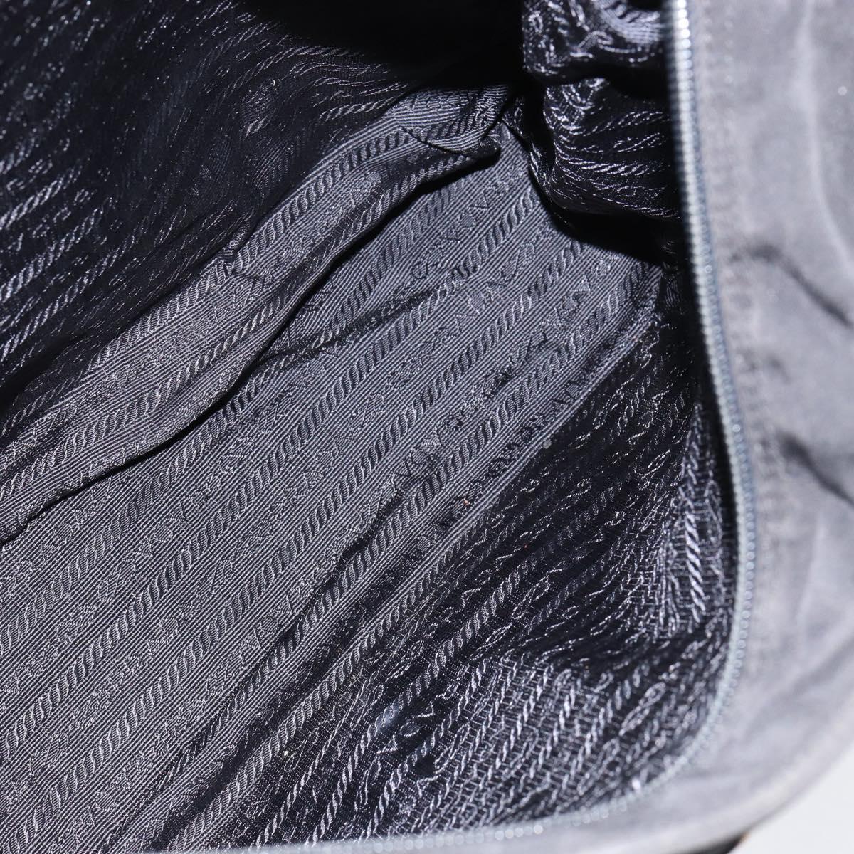 PRADA Chain Hand Bag Nylon Black Silver Auth ka207