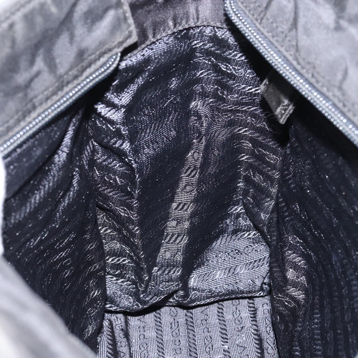 PRADA Chain Hand Bag Nylon Black Silver Auth ka207