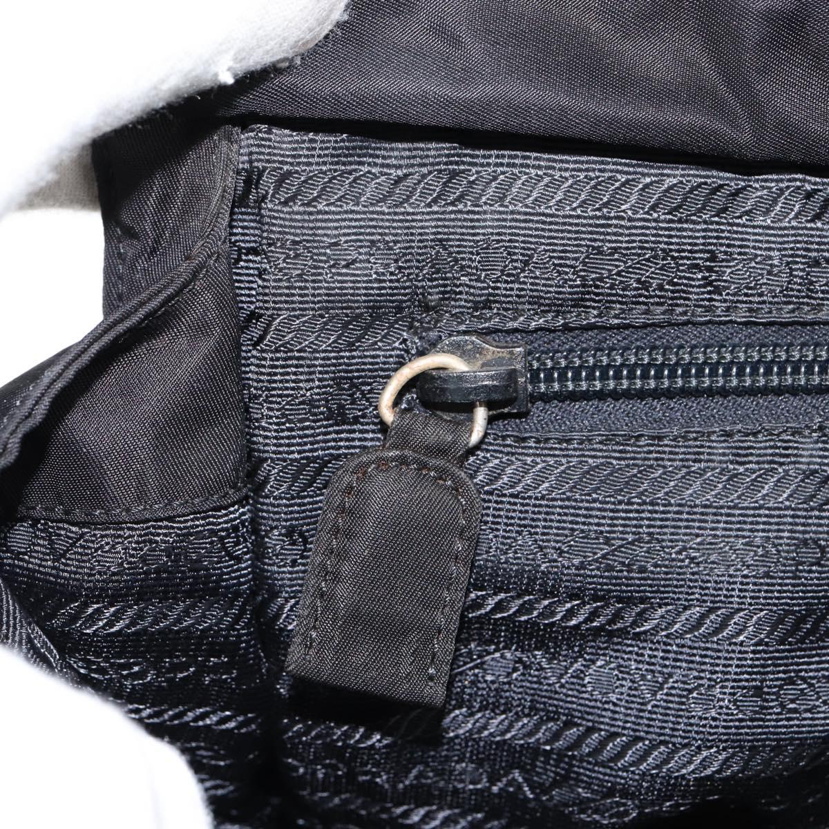 PRADA Chain Hand Bag Nylon Black Silver Auth ka207