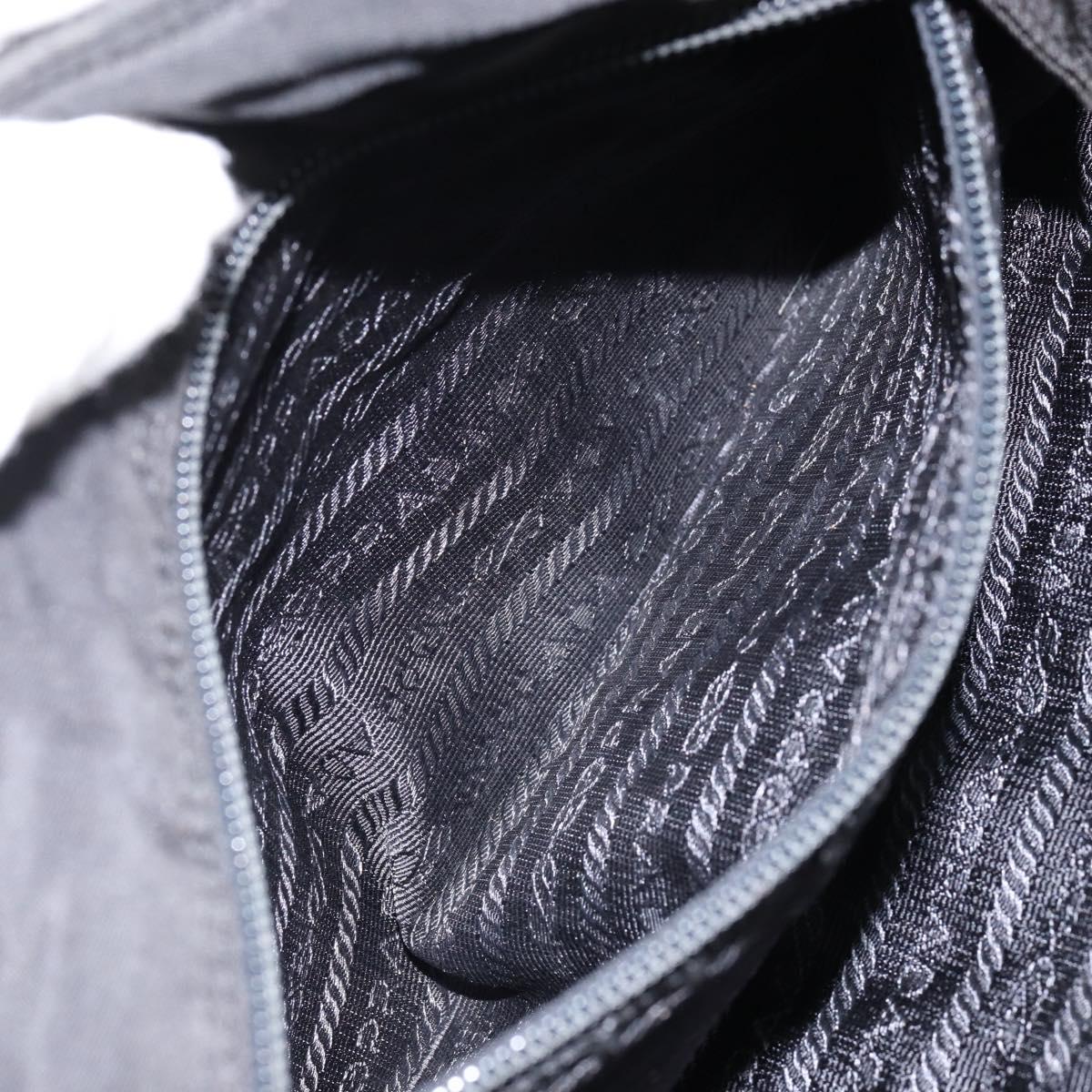 PRADA Chain Hand Bag Nylon Black Silver Auth ka207