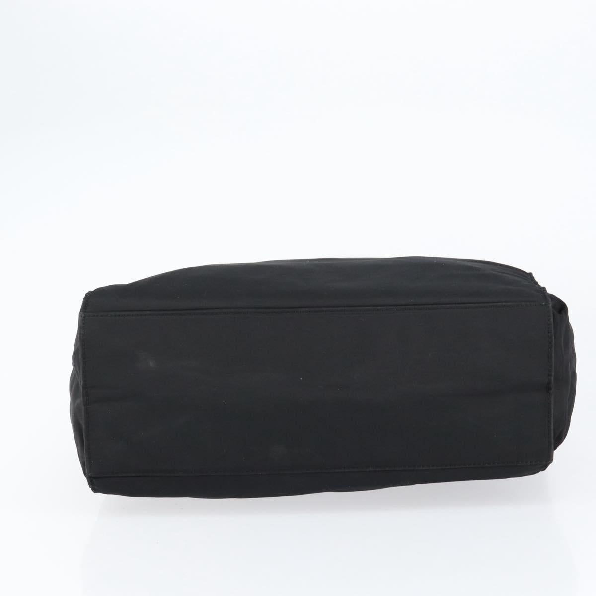 PRADA Chain Hand Bag Nylon Black Silver Auth ka207