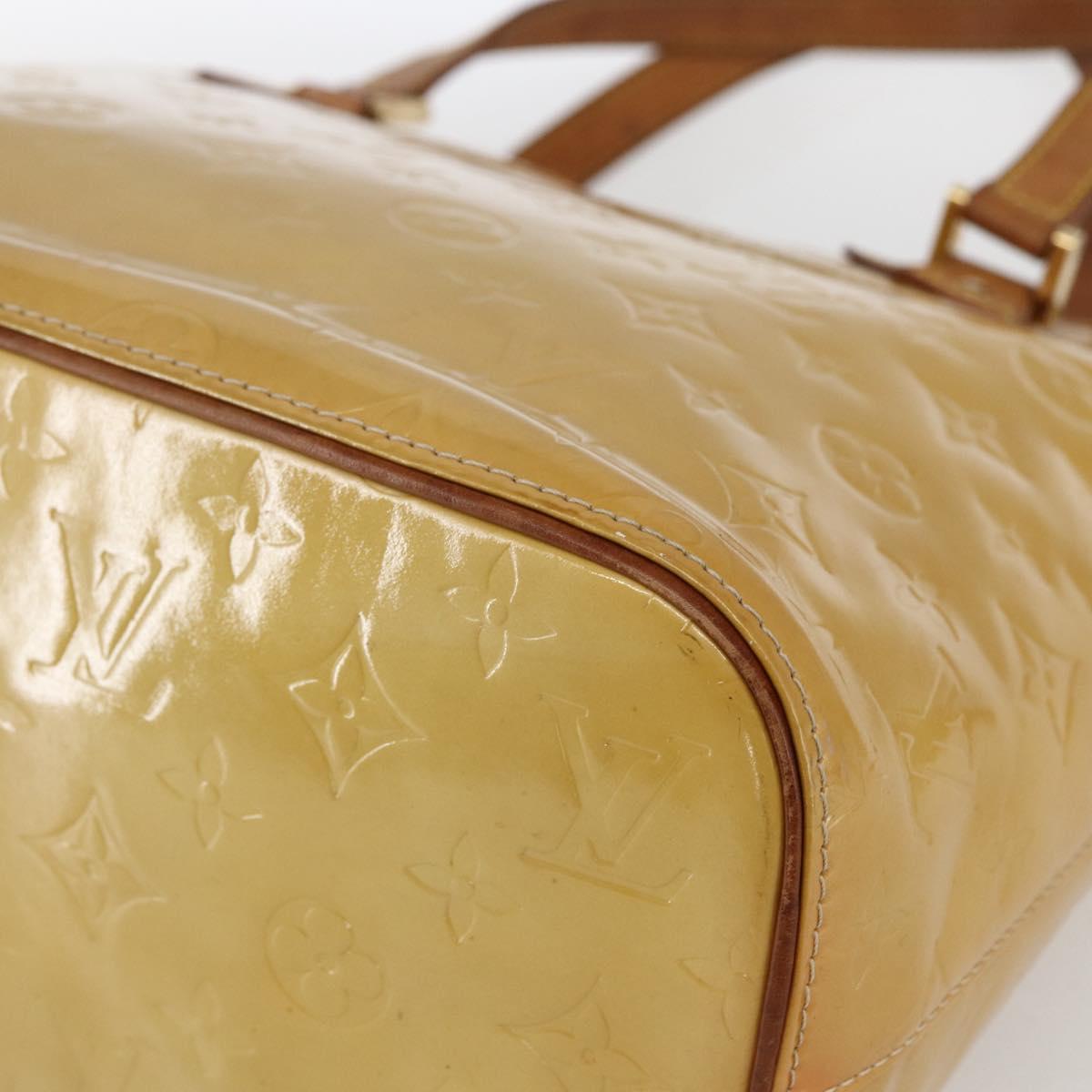 LOUIS VUITTON Monogram Vernis Houston Hand Bag Jaune M91121 LV Auth ka2072