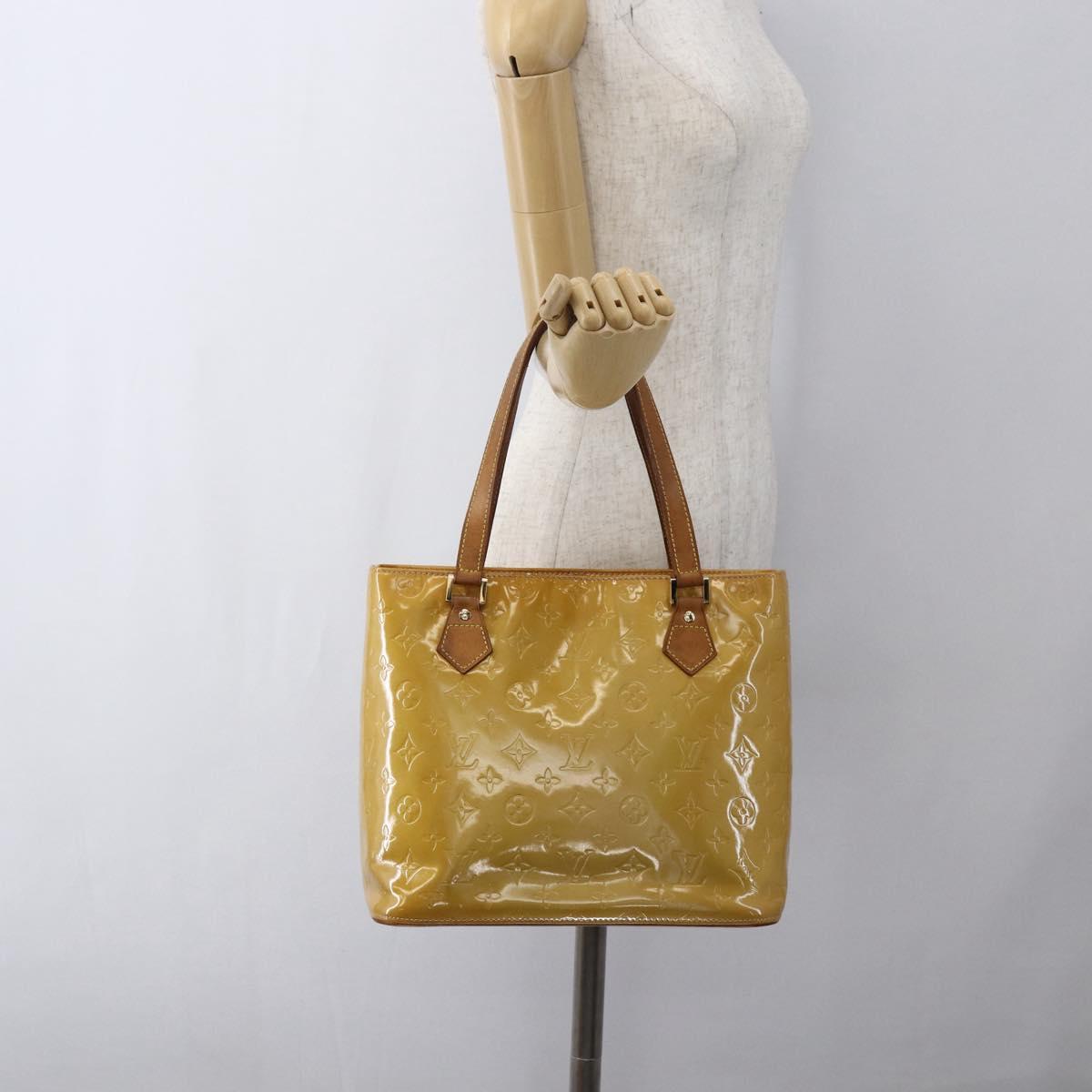 LOUIS VUITTON Monogram Vernis Houston Hand Bag Jaune M91121 LV Auth ka2072