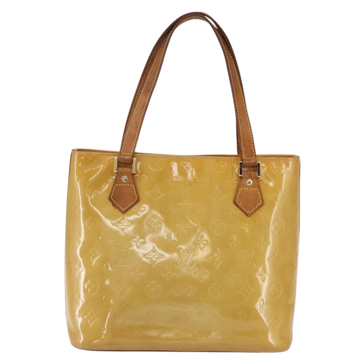 LOUIS VUITTON Monogram Vernis Houston Hand Bag Jaune M91121 LV Auth ka2072