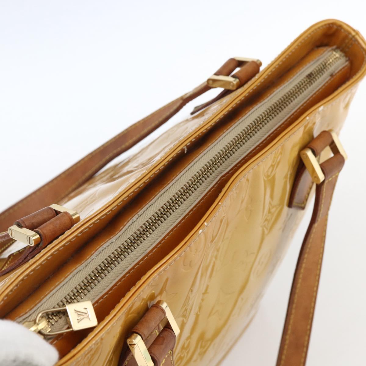 LOUIS VUITTON Monogram Vernis Houston Hand Bag Jaune M91121 LV Auth ka2072
