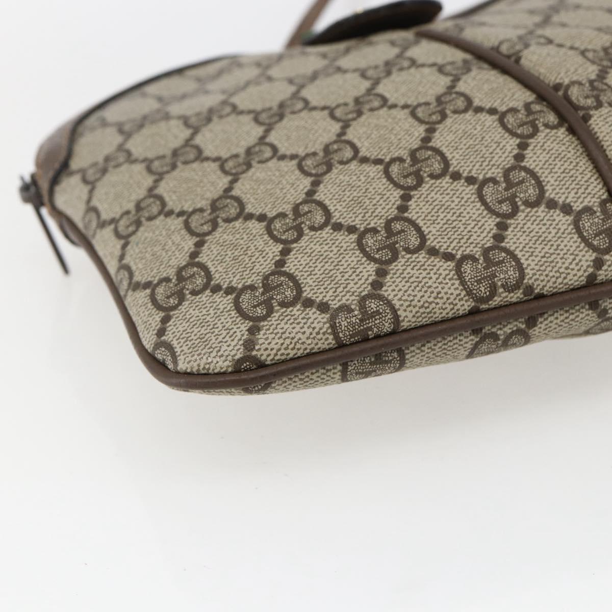 GUCCI GG Supreme Web Sherry Line Bag PVC Beige Gold 904 02 047 Auth ka2077