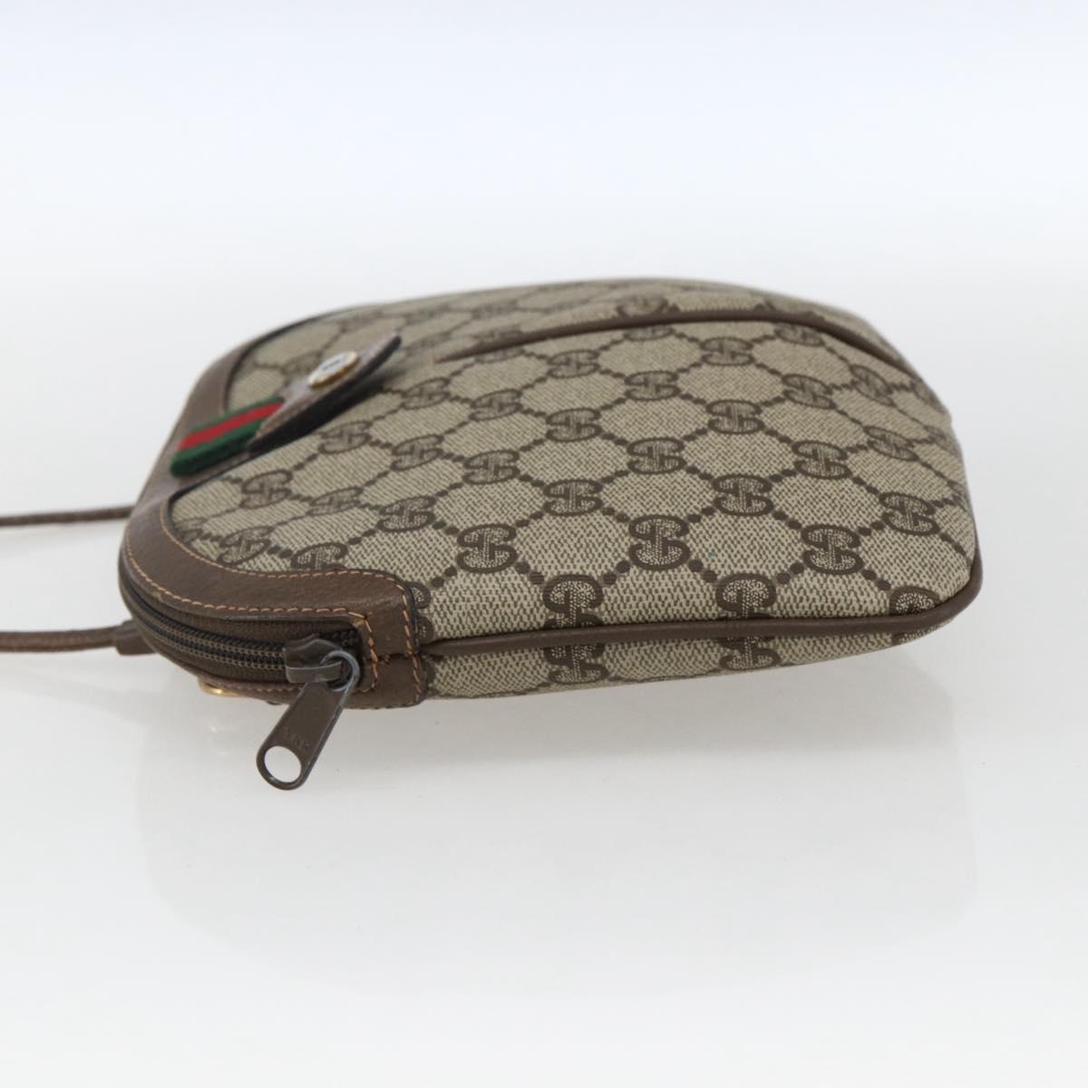 GUCCI GG Supreme Web Sherry Line Bag PVC Beige Gold 904 02 047 Auth ka2077