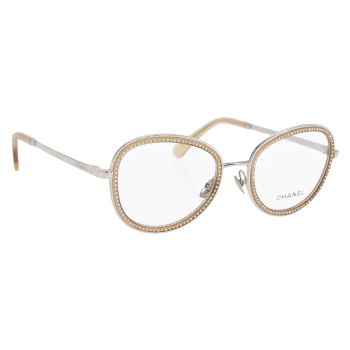 CHANEL Sunglasses metal Beige CC Auth ka2082